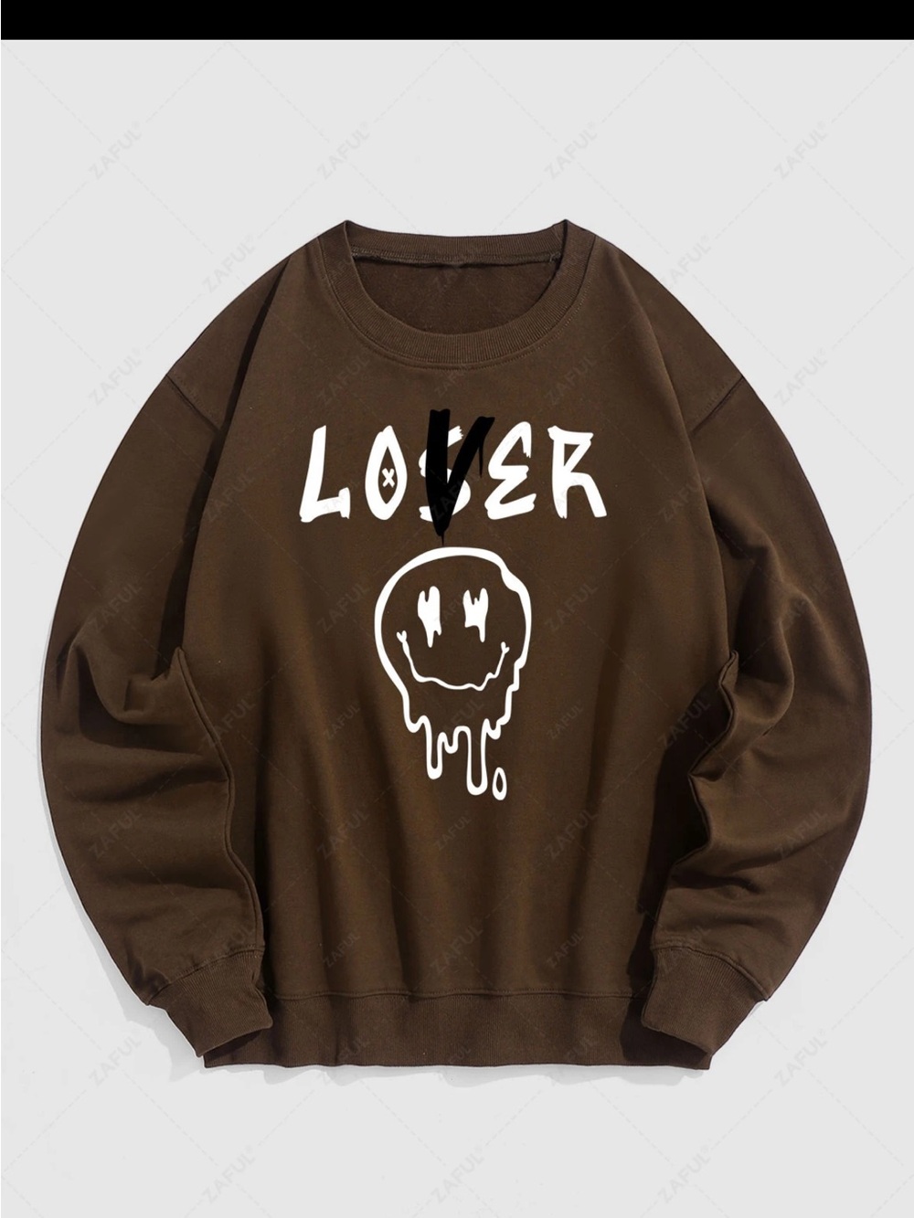 Brown Graphic 'LOVER' Crewneck Sweatshirt